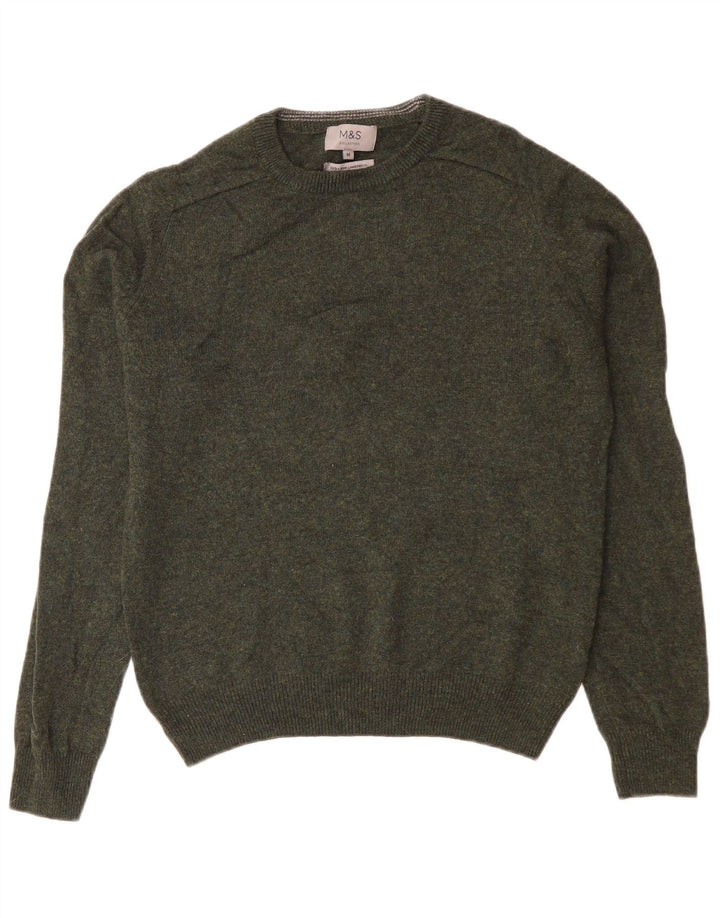 Marks & Spencer Damski sweter z okrągłym dekoltem, UK 14, średni zielony