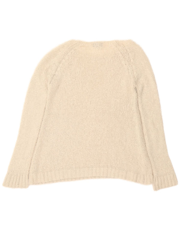 Damski sweter oversize z dekoltem w łódkę Topshop UK 10, mały w kolorze złamanej bieli