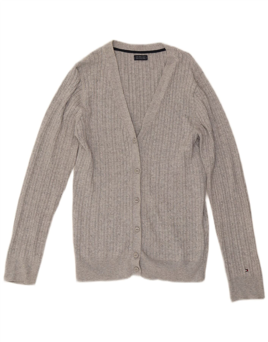 Damski sweter rozpinany TOMMY HILFIGER UK 12, średnioszary, bawełniany