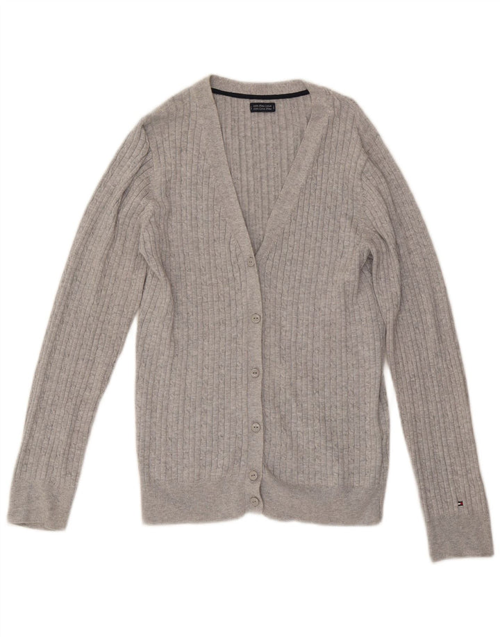 Damski sweter rozpinany TOMMY HILFIGER UK 12, średnioszary, bawełniany