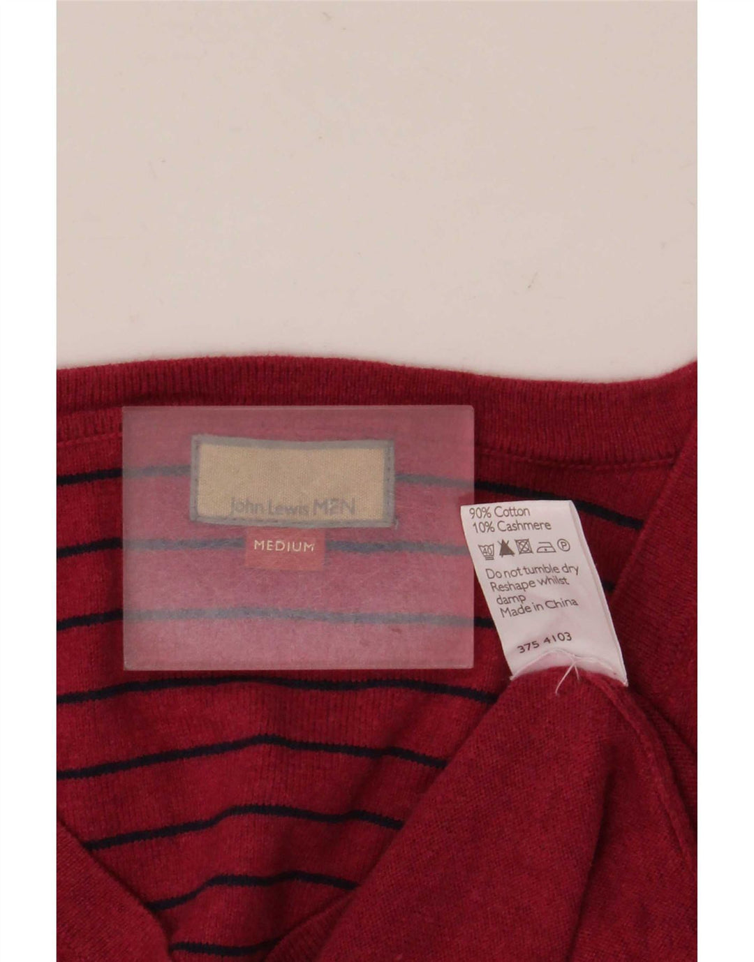 Męski sweter z dekoltem w serek John Lewis, bawełniany, w kolorze średniej czerwieni