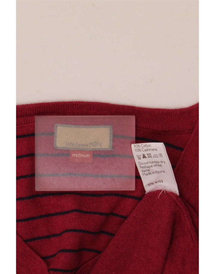 Męski sweter z dekoltem w serek John Lewis, bawełniany, w kolorze średniej czerwieni