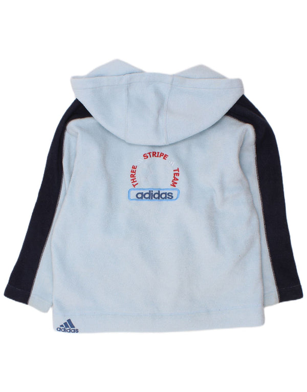 Chłopięca kurtka polarowa Adidas z grafiką 7-8 lat Niebieski poliester z blokami kolorów