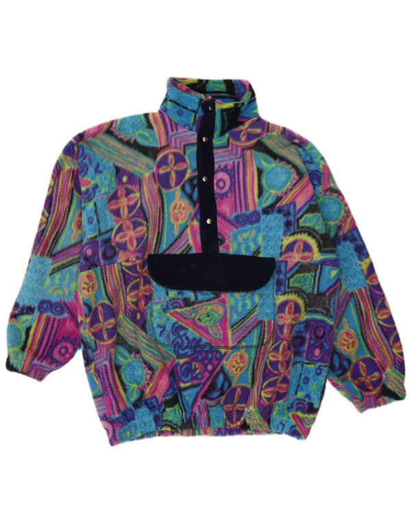 Vintage męski sweter polarowy Anorak, duży, wielobarwny, geometryczny poliamid
