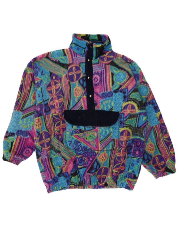 Vintage męski sweter polarowy Anorak, duży, wielobarwny, geometryczny poliamid