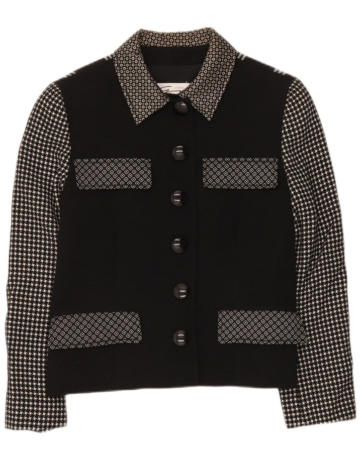 Damska marynarka GENNY zapinana na 6 guzików UK 14, średni czarny patchwork