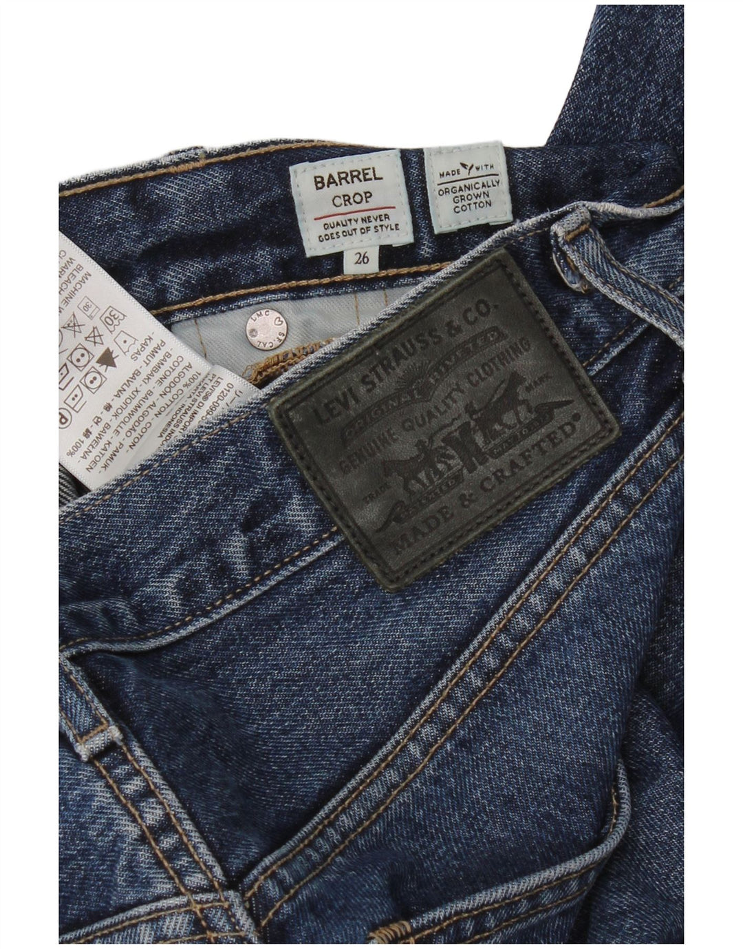 Damskie jeansy Levi's Barrel z wysokim stanem W26 L25 Niebieska bawełna