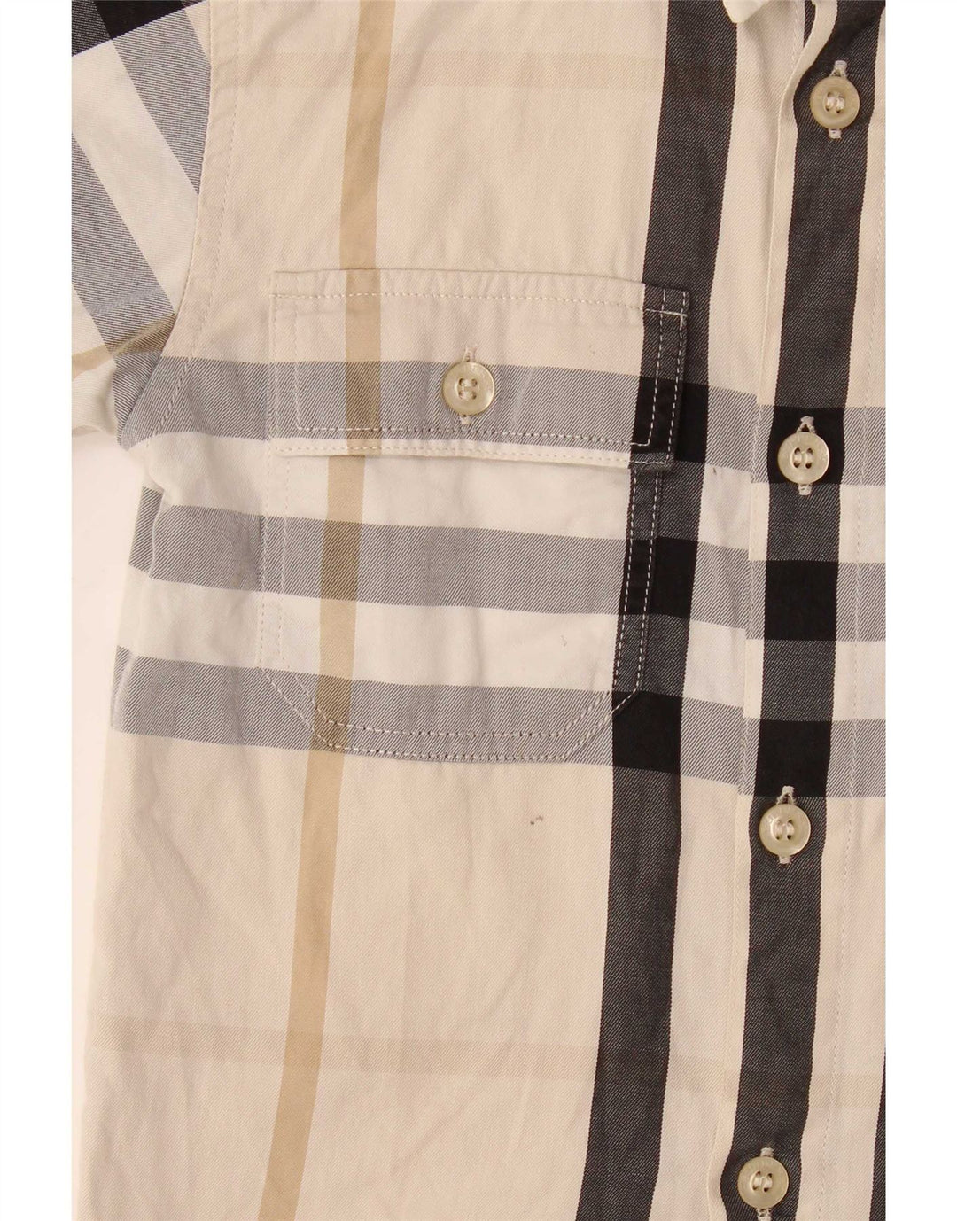 Koszula chłopięca z krótkim rękawem Burberry, 3-4 lata, w beżową kratę