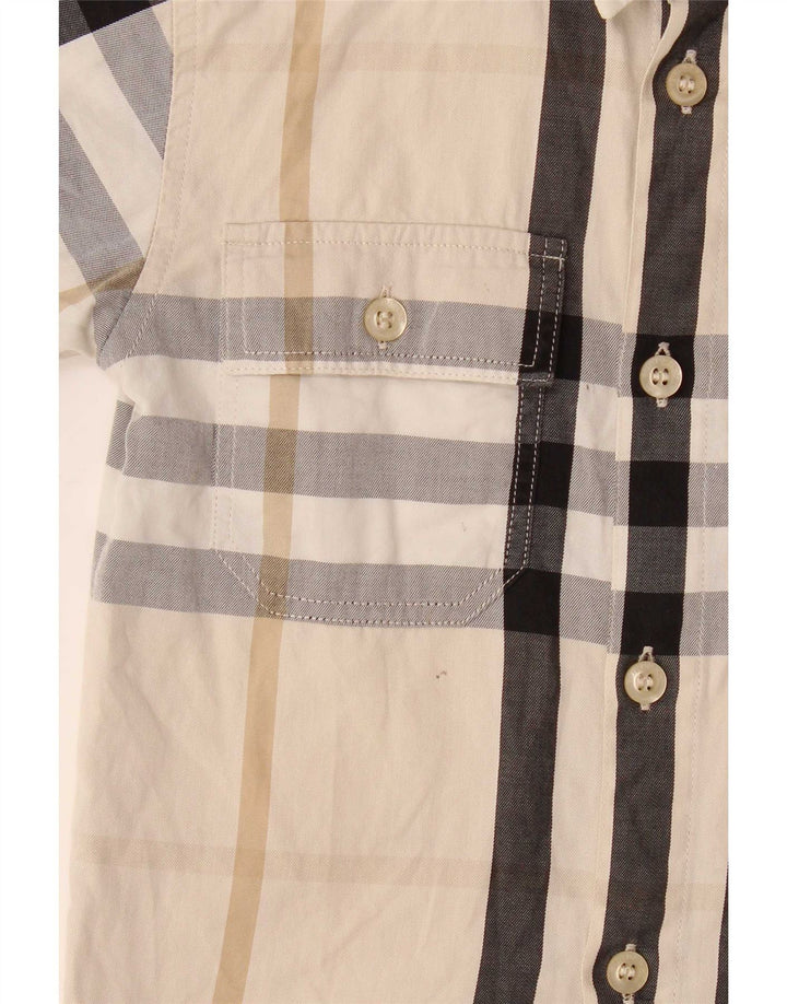 Koszula chłopięca z krótkim rękawem Burberry, 3-4 lata, w beżową kratę