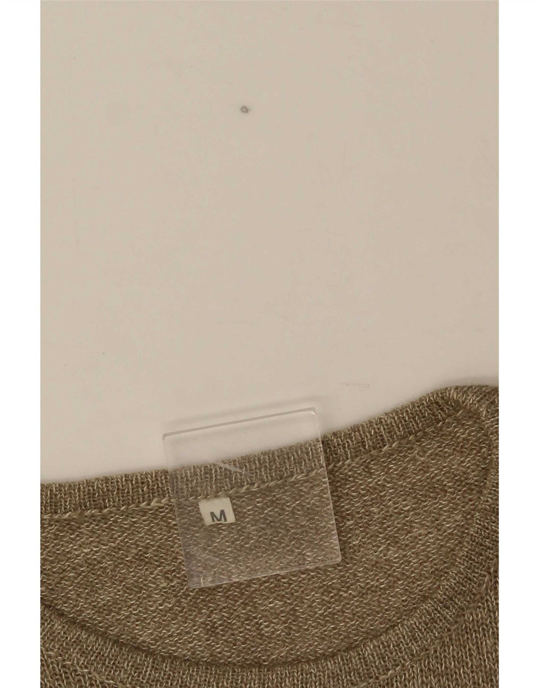 Damski sweter w stylu vintage z graficznym wycięciem pod szyją, UK 12, średni khaki