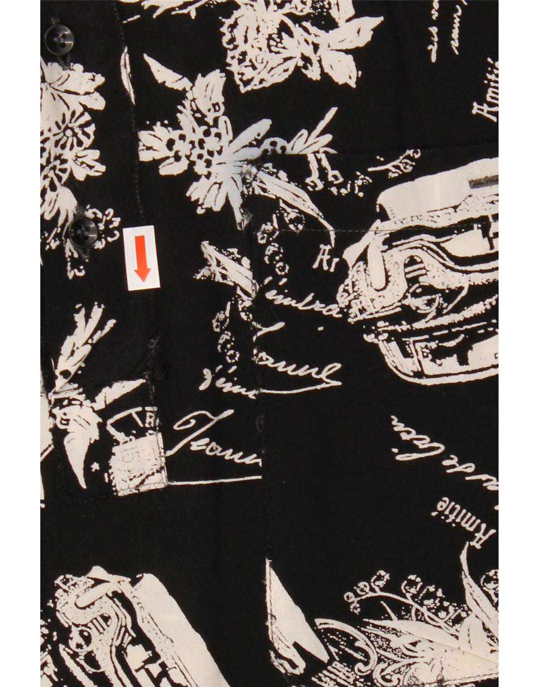 Męska koszula pulowerowa VINTAGE z grafiką, średnia czarna