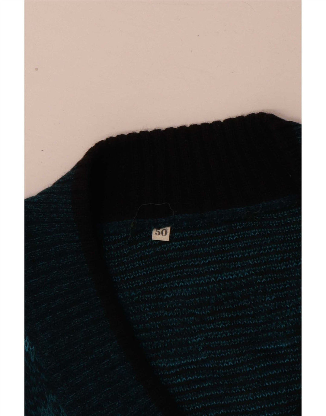 Męski sweter w stylu vintage z dekoltem w szpic IT 50 Średni niebieski Fair Isle