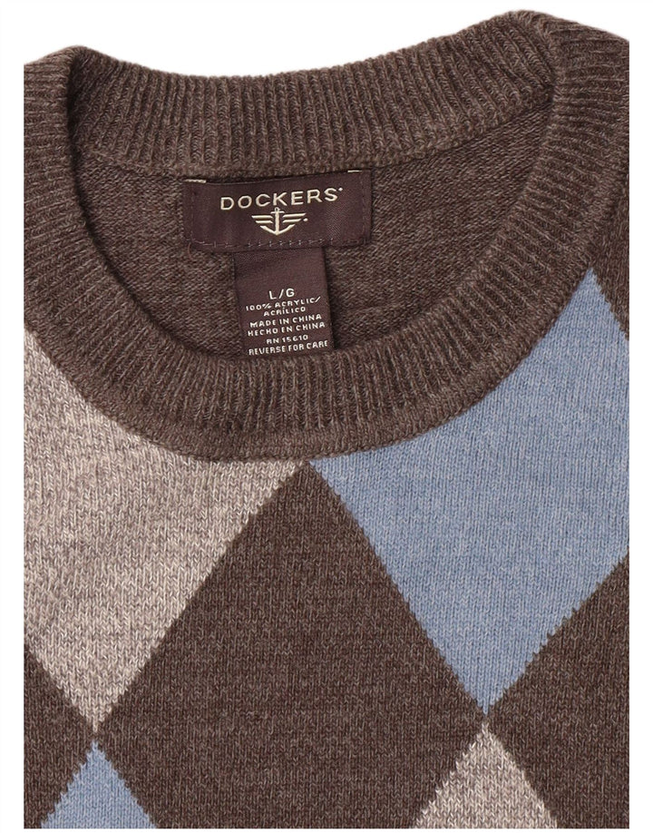 Męski sweter z wycięciem pod szyją Dockers, duży, szary Argyle/diamentowy akryl