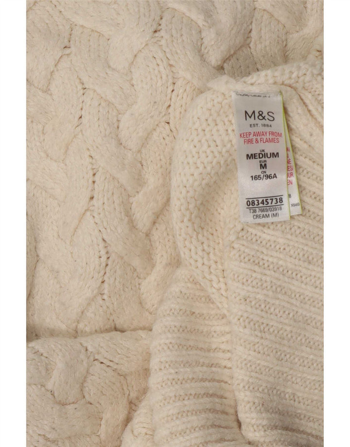 Marks & Spencer Damski sweter z golfem UK 14 Medium Off White Cl