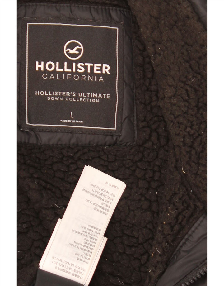 Męska ocieplana kurtka Hollister Graphic UK 40, duża, czarna