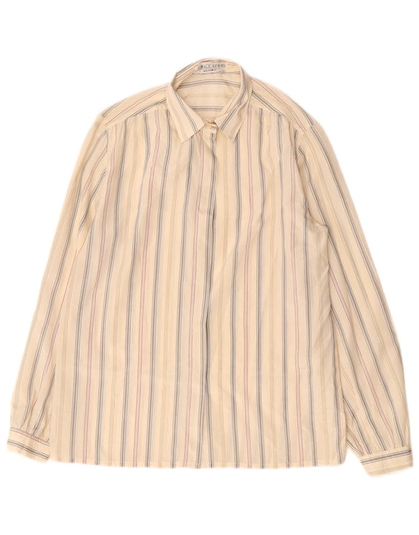 Damska bluzka koszulowa oversize w stylu vintage, EU 40, średni beżowy poliester w paski
