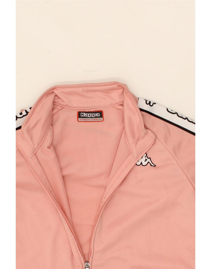 KAPPA Girls Graphic Tracksuit Top Jacket 13-14 Years Pink Polyester Vintage Kappa and Second-Hand Kappa from Messina Hembry 