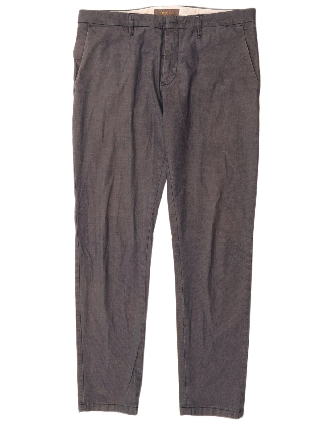 SIVIGLIA Męskie proste spodnie chino W35 L32 Granatowa bawełna