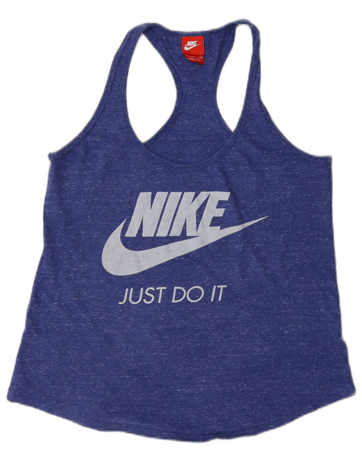 Damska koszulka z kamizelką z grafiką Nike, UK 12, średnia, granatowa, bawełniana nakrapiana
