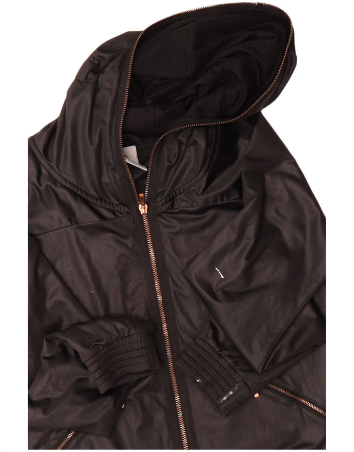 Damska kurtka przeciwdeszczowa ADIDAS z kapturem UK 10, mała, czarna, z poliestru