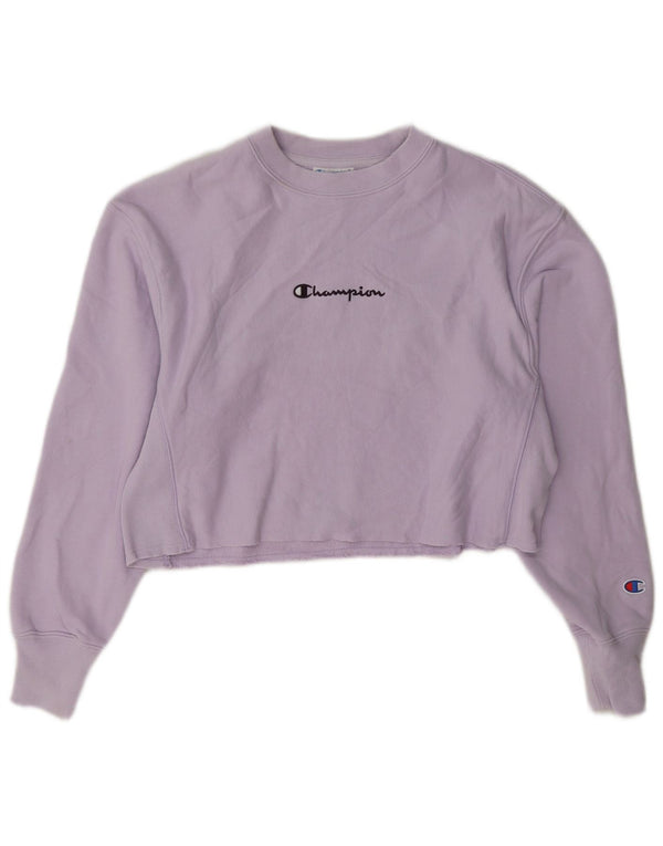 Damska bluza Champion Crop Graphic Jumper UK 6 XS Fioletowa bawełna