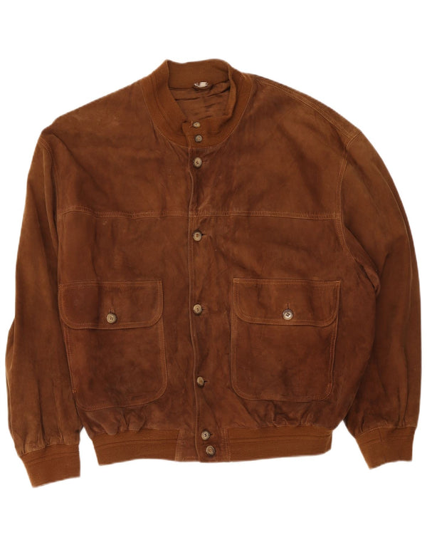 Vintage męska zamszowa kurtka bomber UK 42 XL brązowa