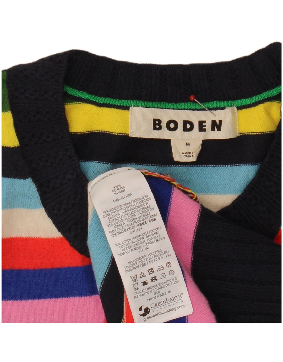 Sweter damski Boden z okrągłym dekoltem, UK 14, średnie, wielokolorowe paski