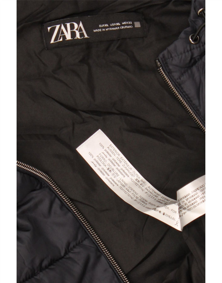 Damska wyściełana kamizelka z kapturem ZARA UK 18 XL, granatowa, poliester