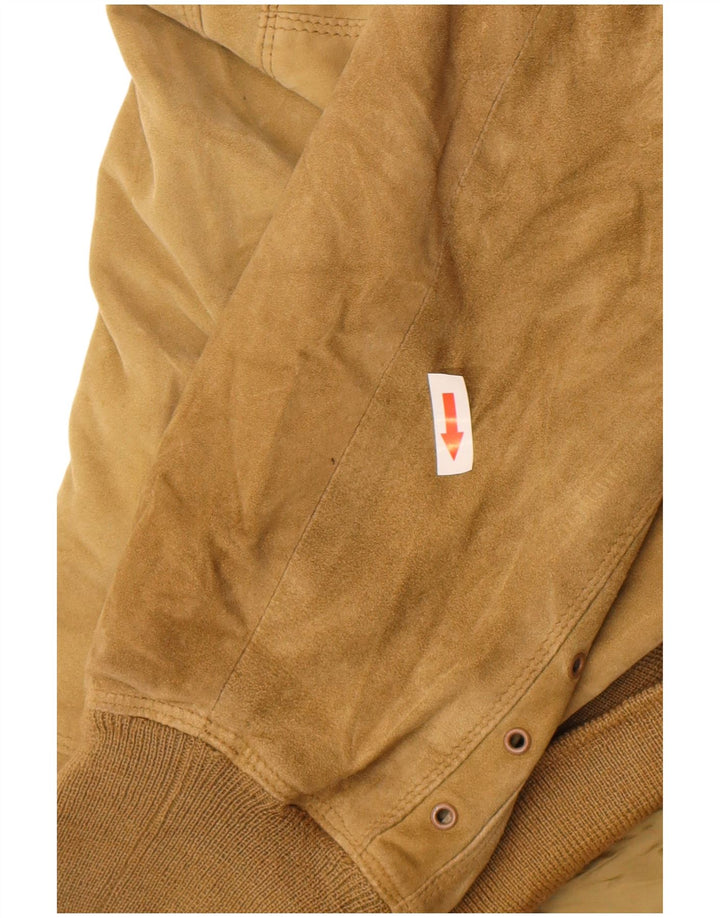 Damska kurtka bomberka Gianni Versace o luźnym kroju, zamszowa, UK 38, średni beż