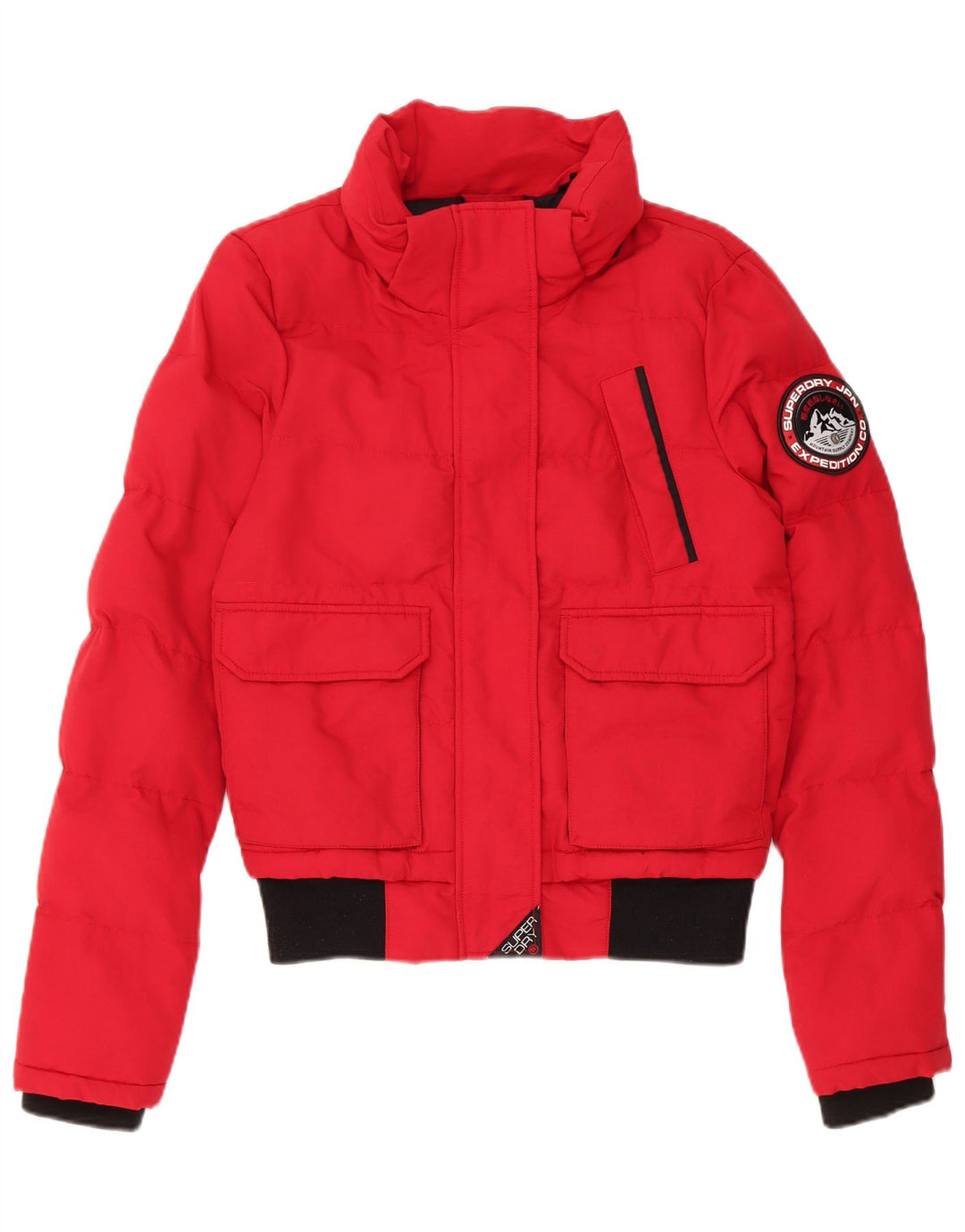 Damska kurtka oversize Superdry z wyściełaną wkładką UK 8, mała, czerwona, nylonowa w bloki kolorów
