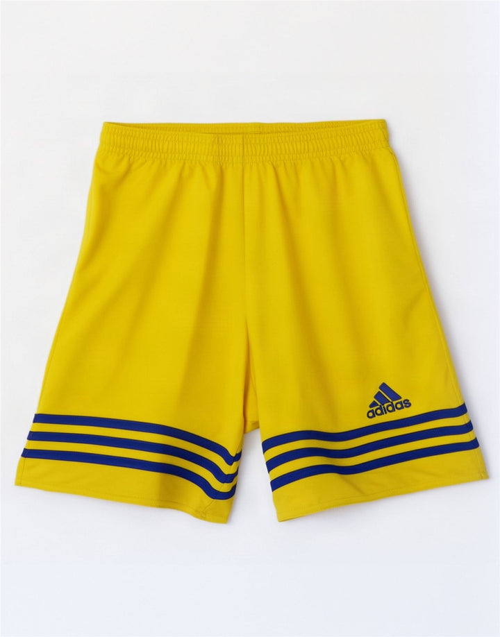 Męskie spodenki sportowe Adidas Climalite, małe, żółte, poliestrowe