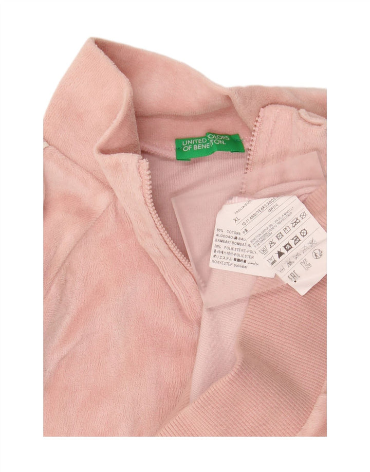 Kurtka dresowa BENETTON dziewczęca 10-11 lat XL, różowa, z blokami kolorów