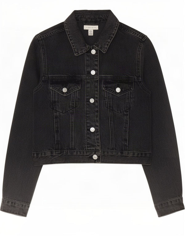 Damska kurtka jeansowa Topshop Crop UK 8, mała, czarna, bawełniana