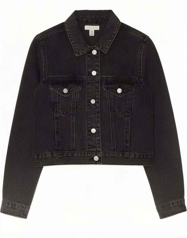 Damska kurtka jeansowa Topshop Crop UK 8, mała, czarna, bawełniana