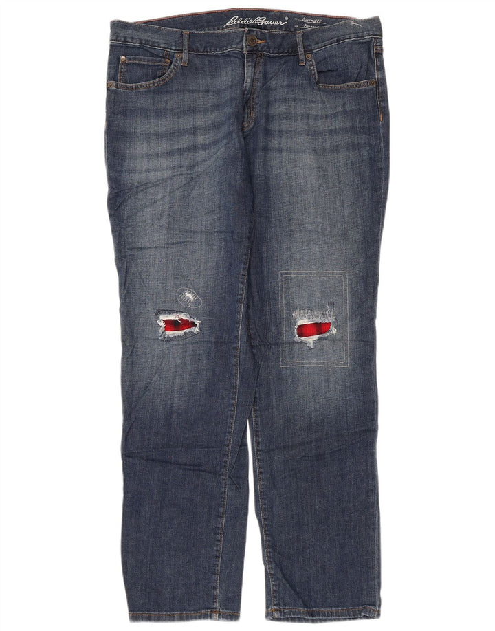 EDDIE BAUER Damskie jeansy typu Boyfriend proste w trudnej sytuacji W36 L30 niebieskie