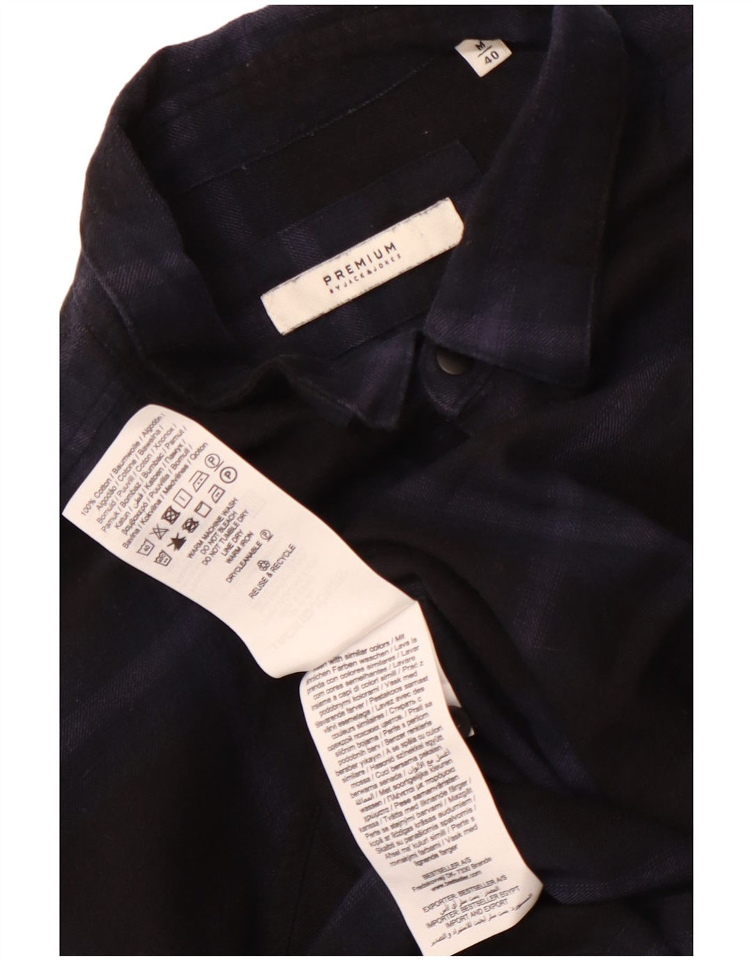 Męska koszula flanelowa JACK & JONES, rozmiar 40, średnia, granatowa, bawełniana w kratę