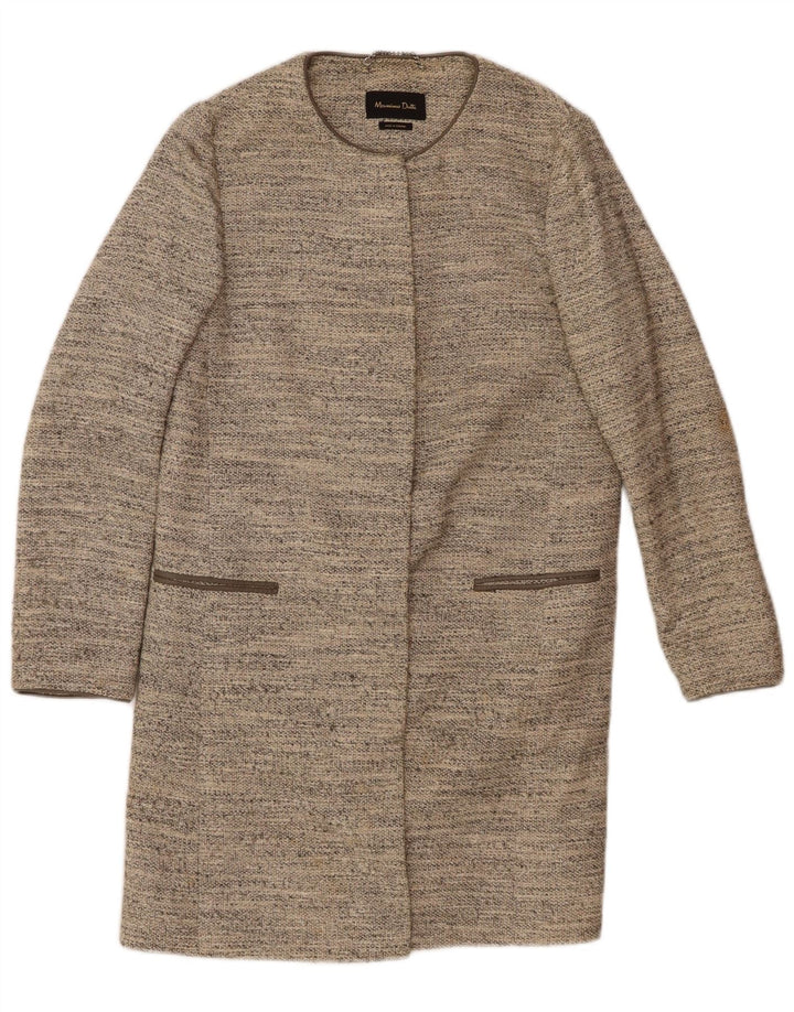 MASSIMO DUTTI Womens Overcoat EU 38 Small Beige Flecked Cotton
