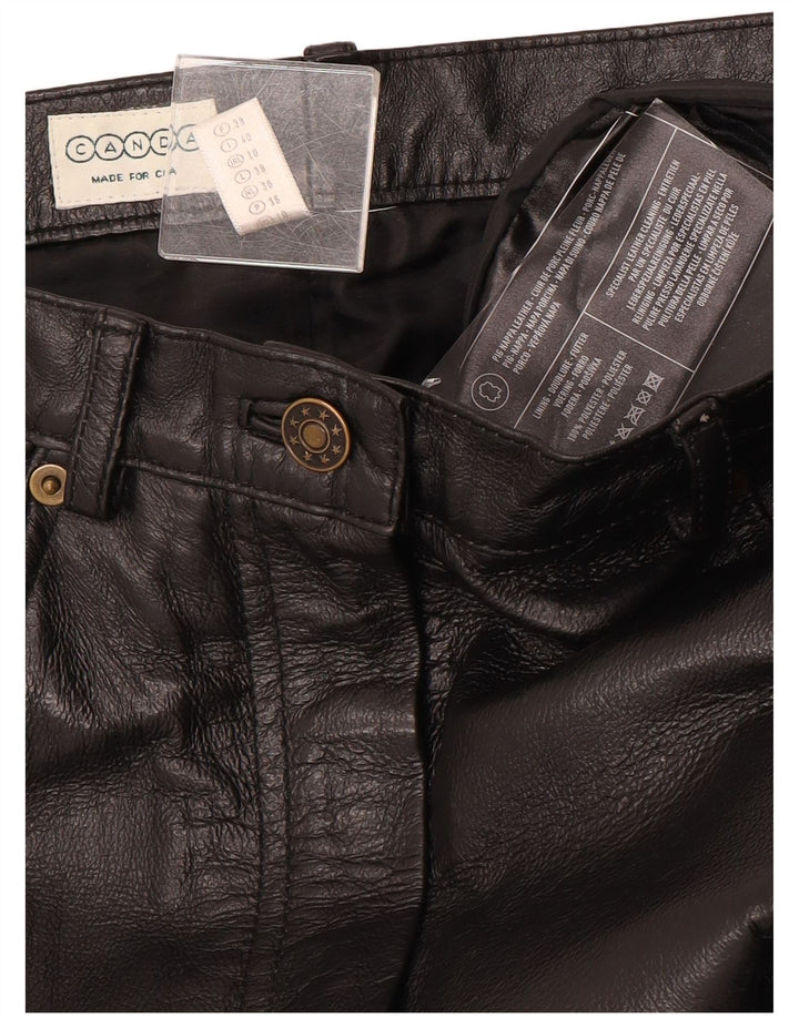 CANDA Womens Leather Trousers UK 10 Small W28 L28 Black Leather