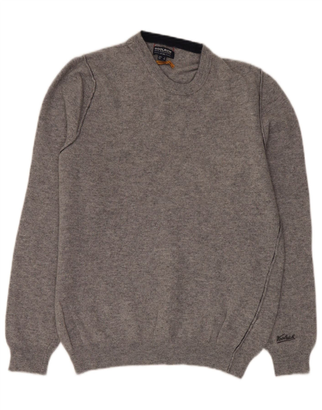 Damski sweter z okrągłym dekoltem Woolrich UK 16, duży, szary, wełniany