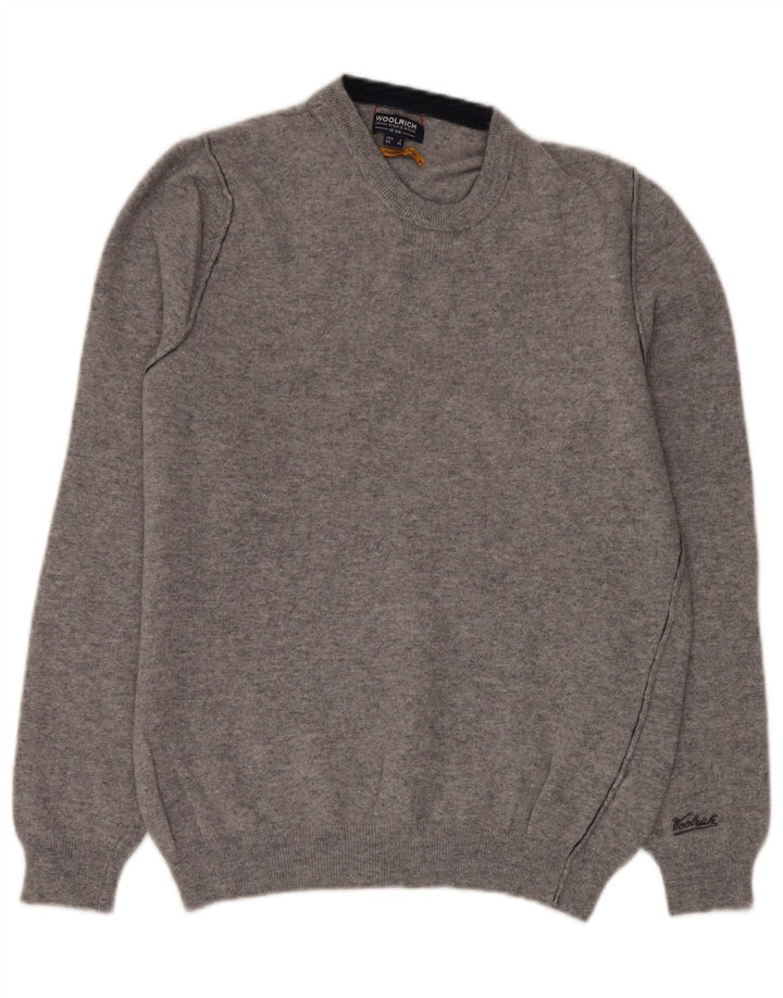 Damski sweter z okrągłym dekoltem Woolrich UK 16, duży, szary, wełniany