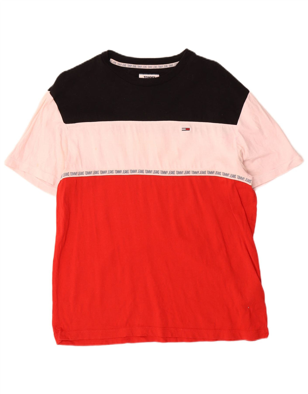 Męski T-shirt z grafiką Tommy Hilfiger Top, średni, wielokolorowy blok kolorów