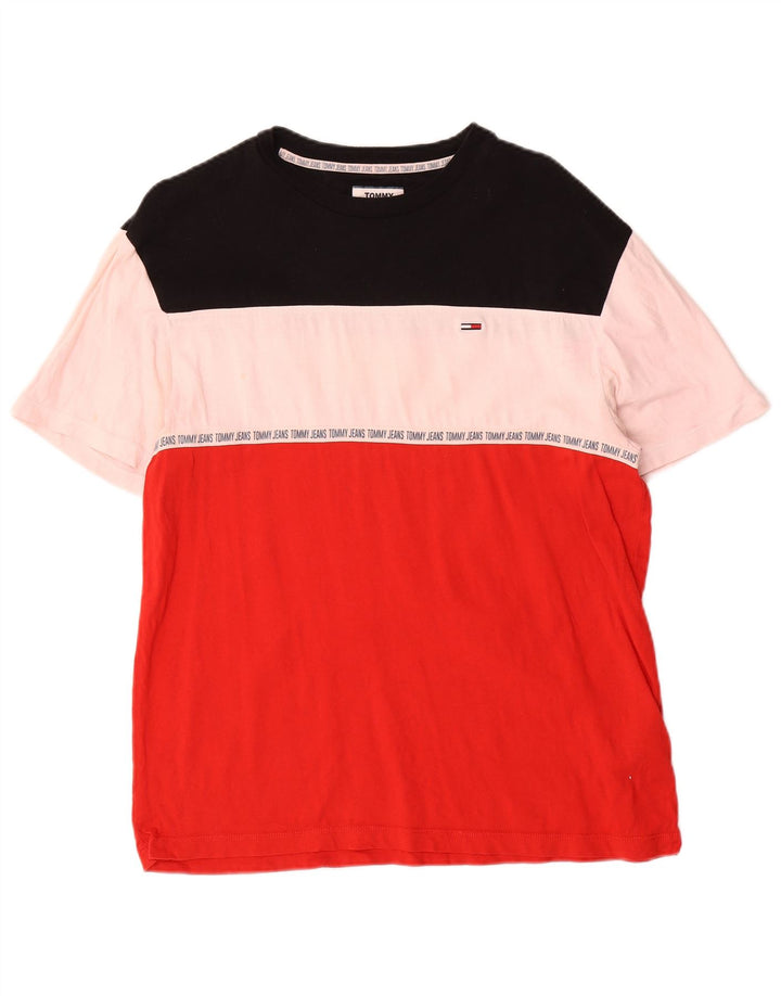 Męski T-shirt z grafiką Tommy Hilfiger Top, średni, wielokolorowy blok kolorów