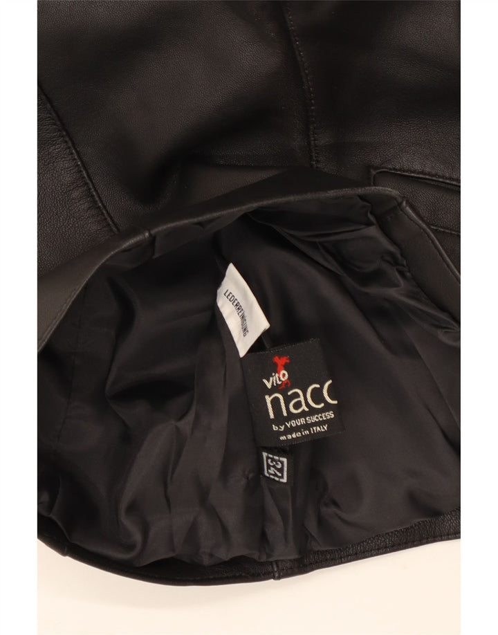 VINTAGE Damska kamizelka skórzana EU 34 XS Czarna skóra