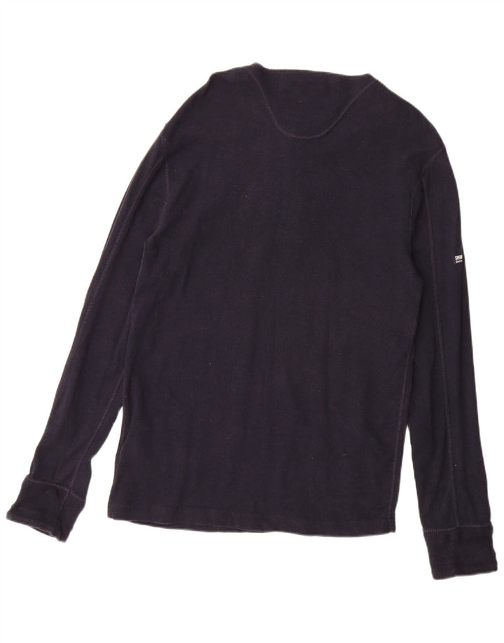 SUPERDRY Męski top z długim rękawem 2XL, granatowy, bawełniany