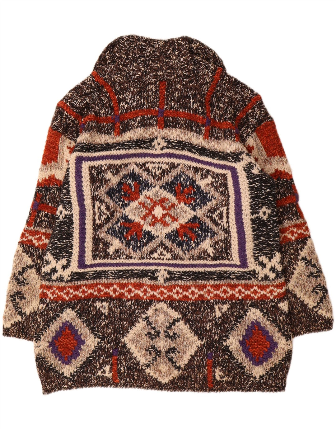 Vintage męski sweter polo, duży, wielobarwny, geometryczny