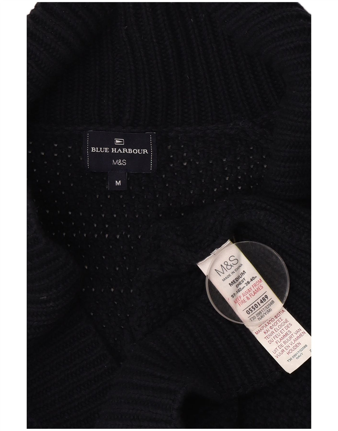MARKS & SPENCER Męski sweter rozpinany, średni granatowy, bawełniany