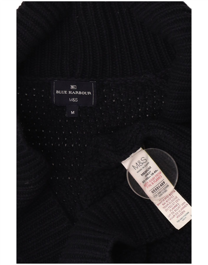 MARKS & SPENCER Męski sweter rozpinany, średni granatowy, bawełniany