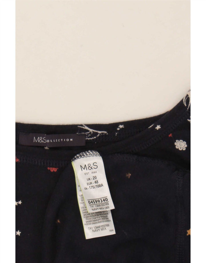 Marks & Spencer Damski top z abstrakcyjnym wzorem z rękawem 3/4, UK 20 2XL, granatowy