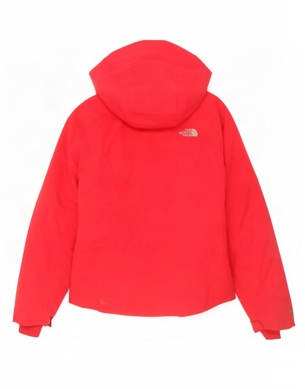 Damska kurtka przeciwdeszczowa z kapturem The North Face UK 14, nylon w kolorze średnio czerwonym