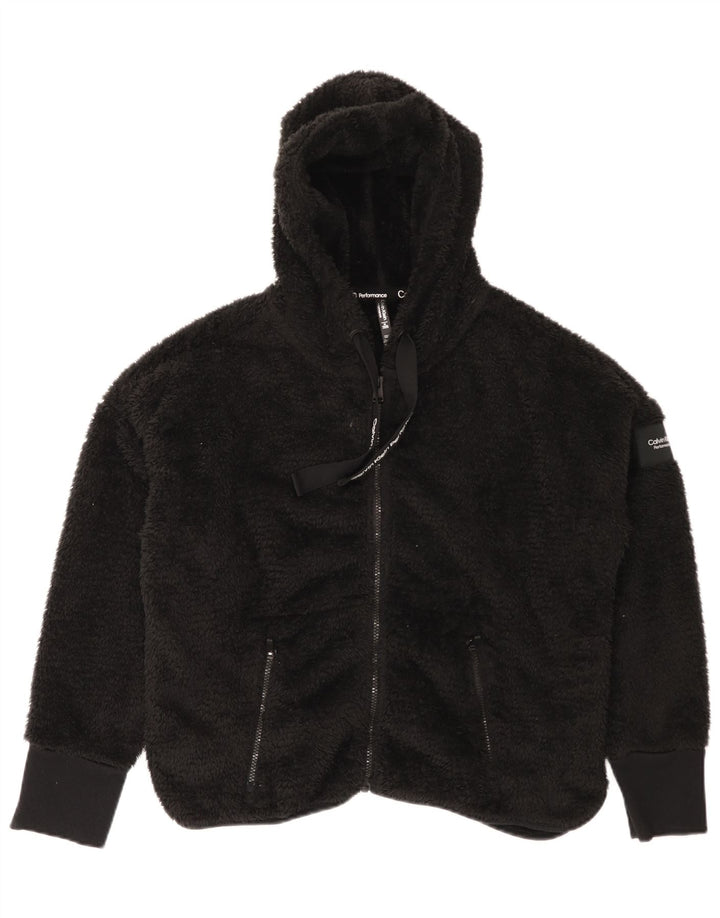 Damska kurtka polarowa Calvin Klein z kapturem, oversize UK 18 XL, czarna, poliester